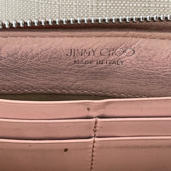 Jimmy Choo Clutch Nellie Star Studded Leather Zip Around Long Wallet Made Italy - Picture 9 of 12